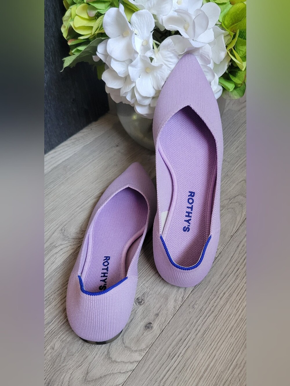 Rothy's The Point Soft Orchid Lilac & Tortoise Sole Flats, Women US 8.5 EU 39 - Picture 2 of 16